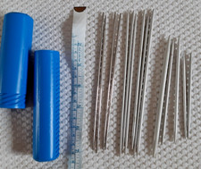 Vintage Bundle 15 x Double ended knitting needles in blue storage case 7 inch