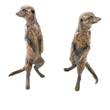 Solid Bronze Ltd Ed Pair Of Meerkats Richard Cooper COA Michael Simpson