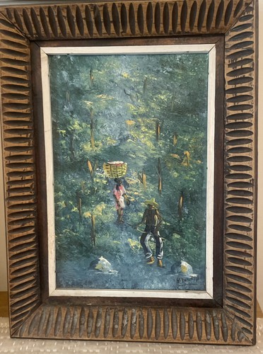 Vintage haitian village scene - village,