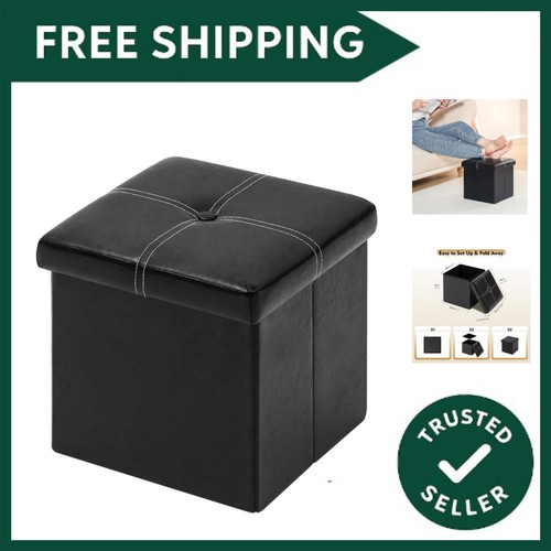 Black ottoman storage box - black,