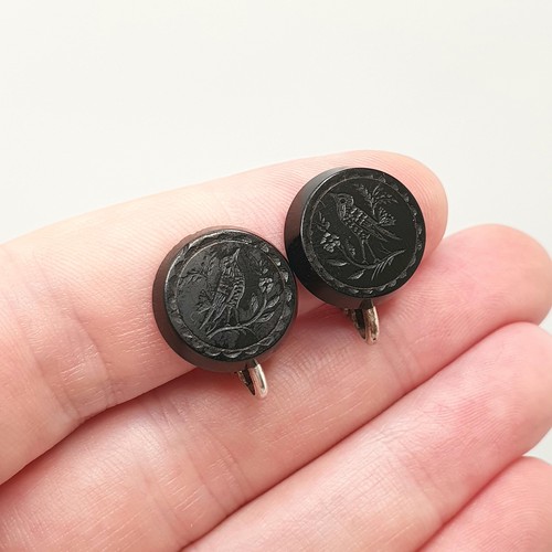 Antique whitby jet earrings - antique,