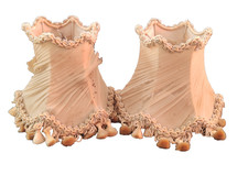Pair Antique Silk Lampshades Clip On