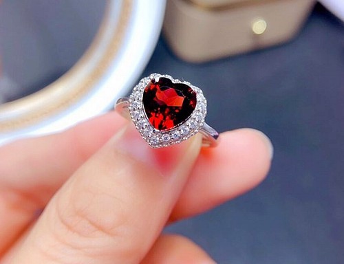 Red heart stone adjustable - heart,