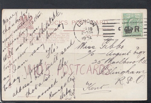 Genealogy postcard gibbs - -,