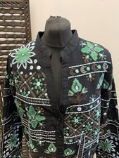 Zara Black Green Embroidered