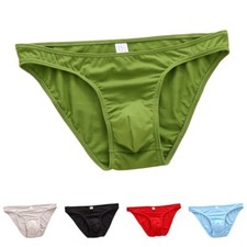 Breathable Mens Low Waist Underwear Elastic Briefs with Bulge Pouch Design
