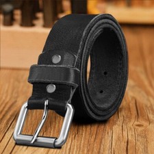 Mens Leather Belts 1.25, 1.5 Genuine Pure Leather High Quality Jeans Belt Buckle
