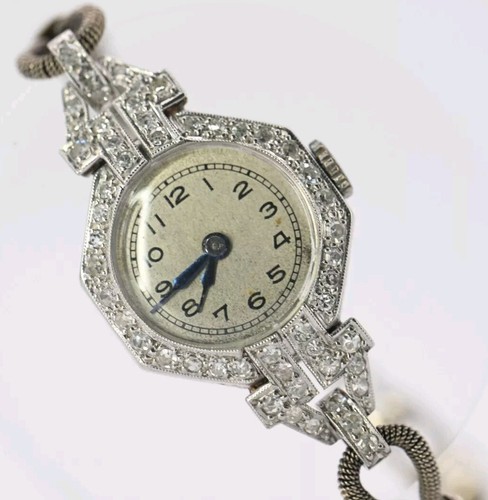 Antique platinum diamond watch - antique,