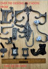 CAST IRON HOOKS, COAT, HAT, DOOR - OVER 150 DESIGNS from only £1.00