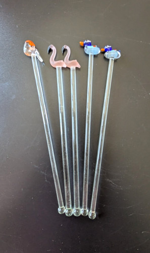 Lot glass swizzles - glass, sticks