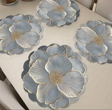 X4 Gold & Grey Flower Placemats Romany Gypsy Heat Resistant Washable 2D