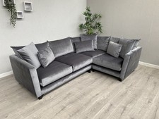 Ashley Manor PONTI Fabric Velvet RHF Corner Sofa ( 3 Corner 1 ) Grey - RRP £2699