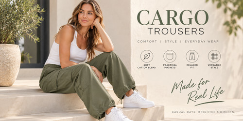 Ladies cotton cargo trousers - ladies,