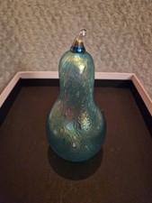 Heron Glass. Large Green Pear. 19cm. Handmade In Cumbria