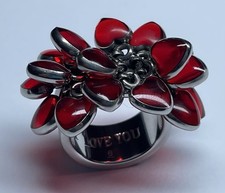 Swatch ring Bijoux explosion of love. dangling heart charms on wide band Size 6