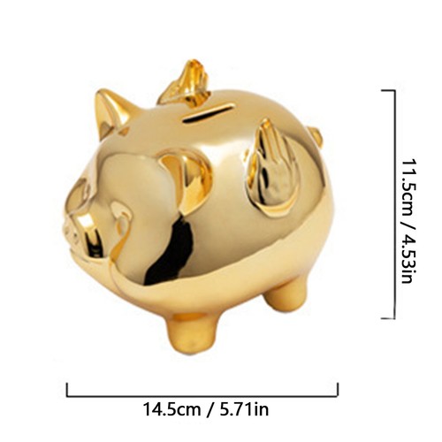 Ceramic golden piggy bank cute - ceramic,