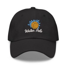 Water polo embroidered black cap hat, water polo cap hat, cool gift for anyone