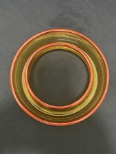 Vintage Bagley Amber Glass Posy Ring 15cm wide UV Reactive 