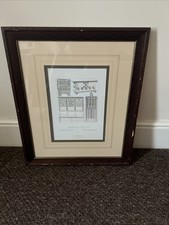 Framed Vintage Architectural Drawing – Antique Furniture Design Print – Used