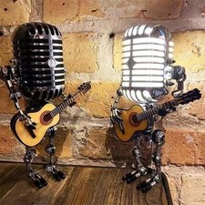 Retro Microphone Robot Desk Lamp LED Table Light Steampunk Ornament Decor Gifts
