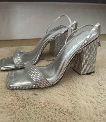 Zara silver rhinestone strappy - silver,
