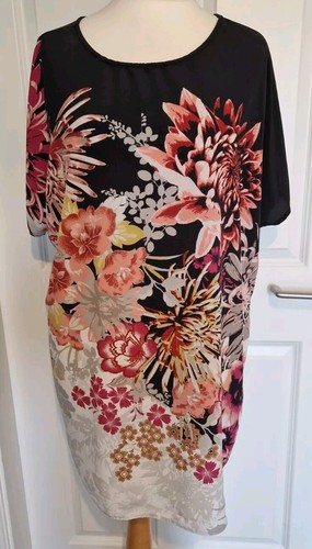 Black floral print tunic - tu,