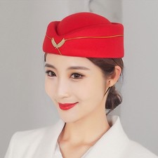 1pc Womens Ladies Air Hostess Stewardess Cap Beret Hat Fancy Dress Accessory