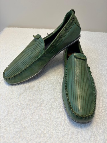 Men green leather driving - green,