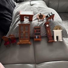 Vintage Dolls House 1:12th Scale Hand Painted 9 Piece Set ..Dark oak 