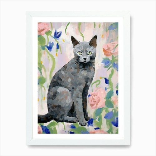 Russian blue cat painting - a,