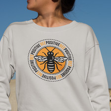 Bee Positive Heather Grey Jumper Sweatshirt - Happy Positivity Hive Queen Nature