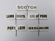 5 X VINTAGE BUTCHERS MEAT COUNTER DISPLAY SPIKED TAG LABEL PLASTIC SIGNS (C)