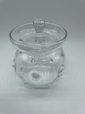 Vintage 1970’s Clear Glass Honey Jar Pot Dish Detailed Good Condition No Chips