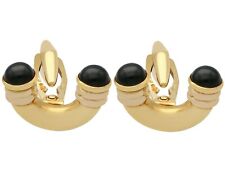 Onyx Cufflinks in 18Carat Yellow Gold Art Deco Style Vintage Circa 1960