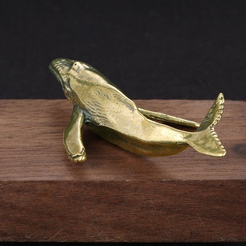 Small solid brass whale - small,