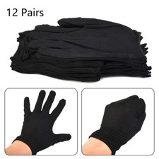 12 Pairs Black Cotton-Gloves