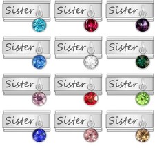 Italian 9mm Sister Birth Stone Charms 