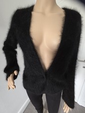 Ladies Stunningly Gorgeous Monsoon Longhaired Furry Angora Cardigan In Black