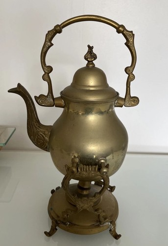 Vintage brass kettle warmer - brass,