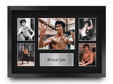 Bruce Lee Kung Fu Master Gift Framed Autograph Picture A3 Print to Movie Fans