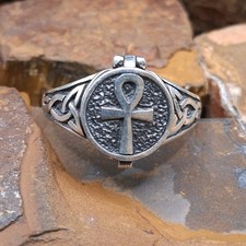 Egyptian Ankh Locket Ring Size