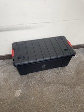 Power Box 75 Litre Storage Trunk with Wheels - Black Opaque Heavy Duty Pullalong