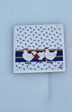 Vintage Chickens Trivet Tile