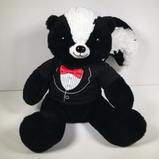 Build A Bear Skunk Soft Plush Cuddly Toy With Outfit Black T-Shirt Bow tie