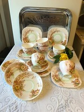 Sampson Smith 'Old Royal' Art Deco 18 Piece Tea Set /Square Plates/See Details