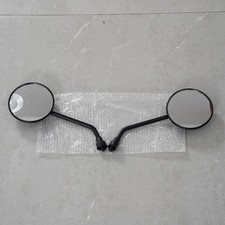 Pair Black Round Motorcycle Mirrors 10mm M10 Left Right Classic Custom Retro