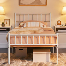 Yaheetech 3Ft Single Bed Frame Solid Metal Bed Frame Modern Style with Large Sto