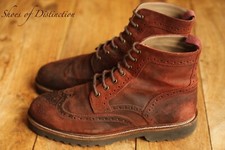 Oliver Sweeney Milbrook Burgundy Brown Rough Out Suede Brogue Boots Shoes UK 8