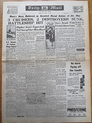 Ww2 newspaper royal navy sink - royal,