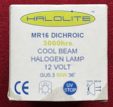 HALOLITE MR16 DICHROIC 50W GU5.3 COOL BEAM 3000HRS HALOGEN LAMP 12V BRAND NEW